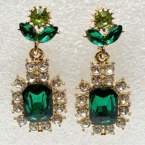 Emerald Green and Gold Statement Earrings